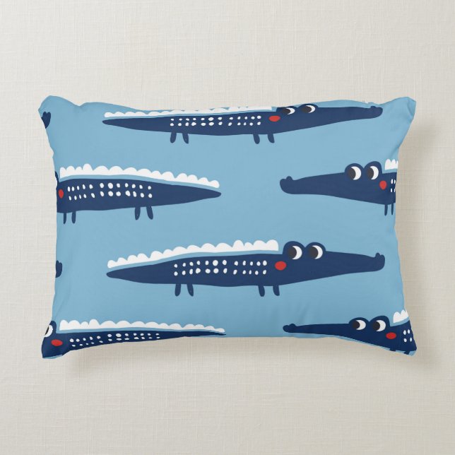 Almofada Decorativa Padrão sem costura com crocodilos (Frente)