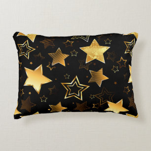 Almofada Decorativa Padrão sem costura com estrelas de Ouro