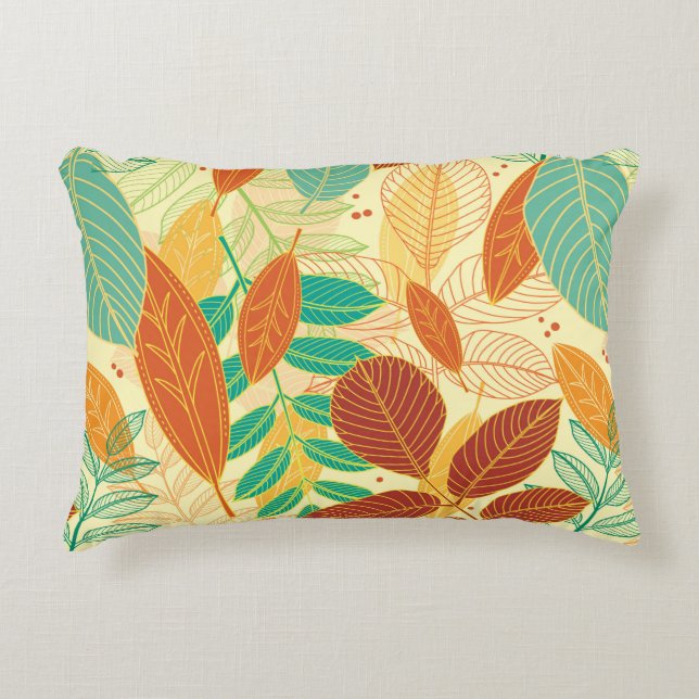 Almofada Decorativa Padrão sem costura com folhas de outono  (Frente)