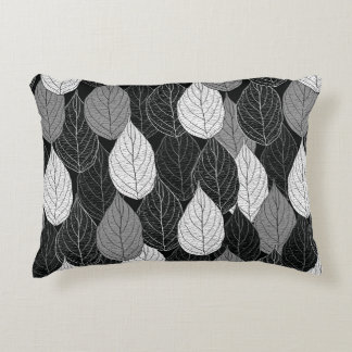Almofada Decorativa Padrão sem costura com folhas. Monocromo puxado à 