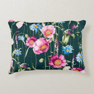 Almofada Decorativa Padrão sem costura de aquarelas com flor de papoil