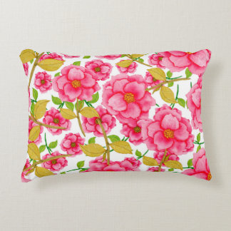 Almofada Decorativa Padrão sem costura de aquarelas com flores. Vintag