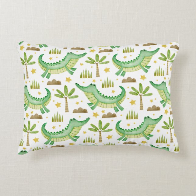Almofada Decorativa Padrão sem costura de crocodilo (Frente)
