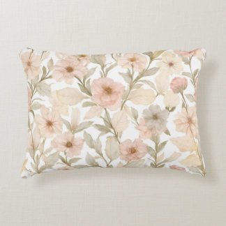 Almofada Decorativa Padrão Sem Costura Romântica de Aquarela Floral em