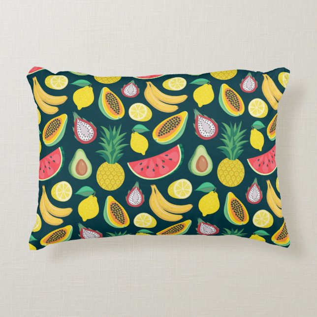 Almofada Decorativa padrão sem descontinuidades da fruta tropical (Frente)