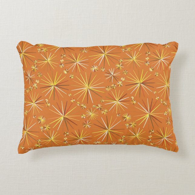 Almofada Decorativa Padrão Sputnik de meio século, Terracotta (Frente)