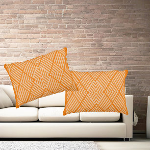Almofada Decorativa Padrão stripado moderno em tons de laranja