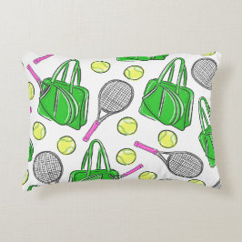 Almofada Decorativa Padrão Verde de Raquets de Tênis de pré-disquete