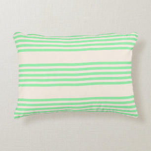 Almofada Decorativa Padrão verde e bege de cinco faixas