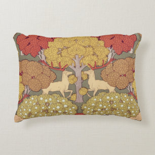 Almofada Decorativa Padrão Verde Sage Floresta de Veado Stag Vintage