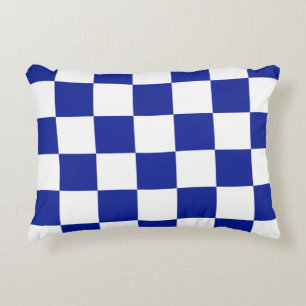 Almofada Decorativa Padrão Verificado Real Azul e Branco