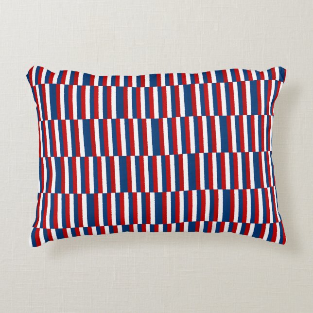 Almofada Decorativa Padrão Vermelho Branco Azul  (Frente)