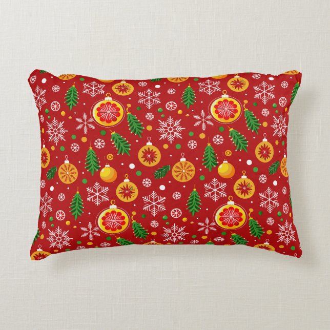Almofada Decorativa Padrão vermelho com tema natalino (Frente)