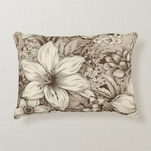 Almofada Decorativa Padrão Vintage Floral Sepia (3)