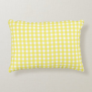 Almofada Decorativa Padrão Xadrez Amarelo Pastel