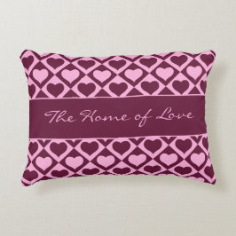 Almofada Decorativa Padrão Xadrez Coração Personalizado Rosa Bordô - 