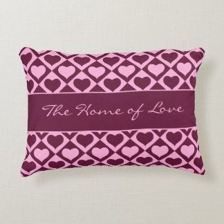 Almofada Decorativa Padrão Xadrez Coração Personalizado Rosa Bordô -