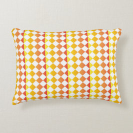 Almofada Decorativa Padrão Xadrez Diamante Gradiente Laranja Amarelo V