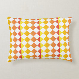 Almofada Decorativa Padrão Xadrez Diamante Gradiente Laranja Amarelo V