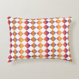 Almofada Decorativa Padrão Xadrez Diamante Gradiente Laranja Vermelho