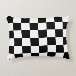 Almofada Decorativa Padrão Xadrez Preto e Branco