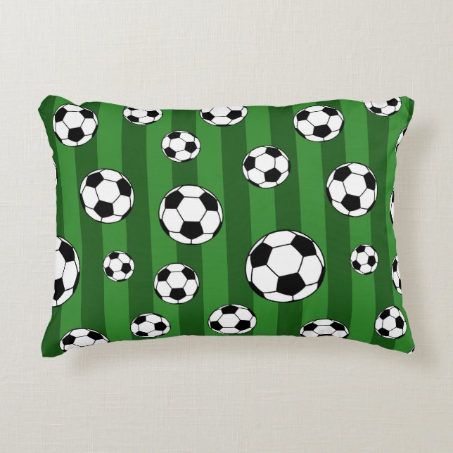 Almofada Decorativa Padrões de Bola de Futebol para Crianças em Listra (Frente)