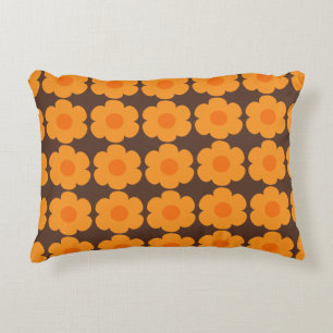 Almofada Decorativa Padrões Florais Laranja e Castanho da Flor dos ano