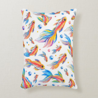 Almofada Decorativa Padronagem Contínua de Peixes Dourados Coloridos –