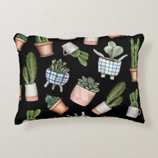 Almofada Decorativa Página inicial de aquarela Plantas negras sem cost