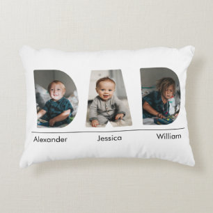 Almofada Decorativa Pai com foto e nome personalizados de 3 crianças