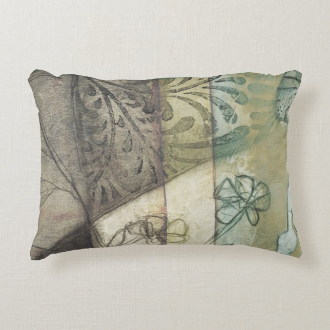 Almofada Decorativa Painel de Jardim com Folhas, Flores e Grama (Frente)