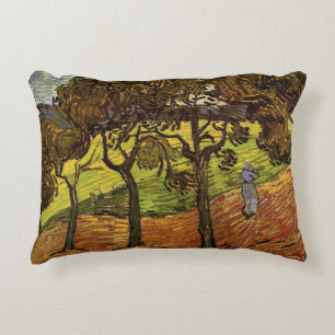 Almofada Decorativa Paisagem, Árvores e Figuras por Vincent van Gogh