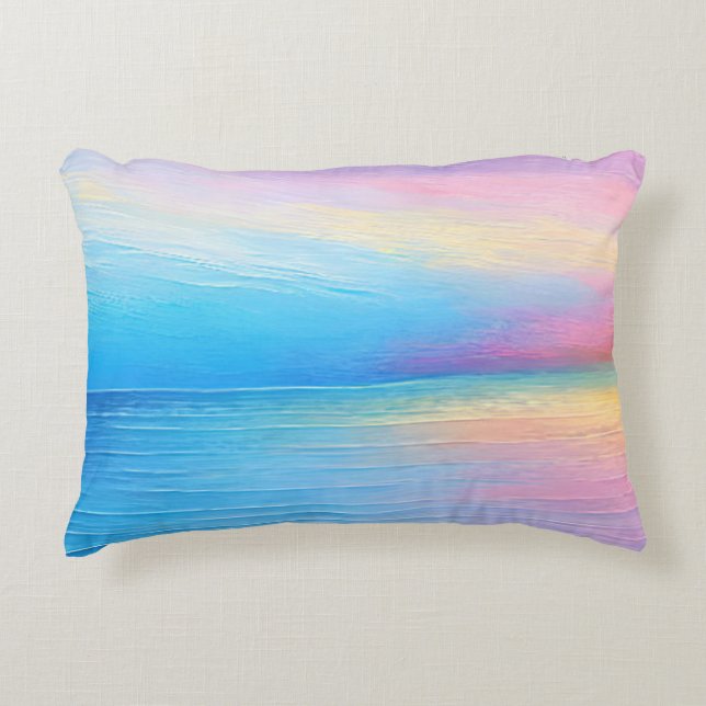 Almofada Decorativa Paisagem Azul e Rosa Ampla "Tarvask" (Frente)