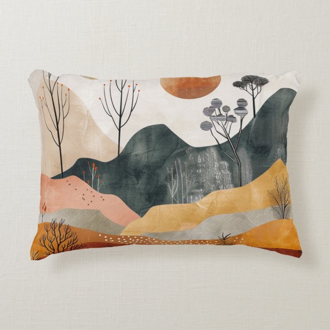 Almofada Decorativa Paisagem Boho Abstrato (15) (Frente)