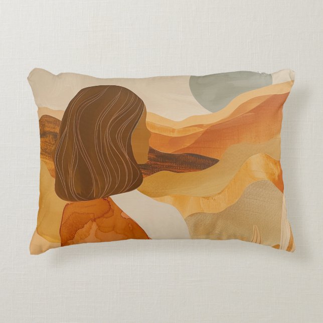 Almofada Decorativa Paisagem Boho Abstrato (17) (Frente)
