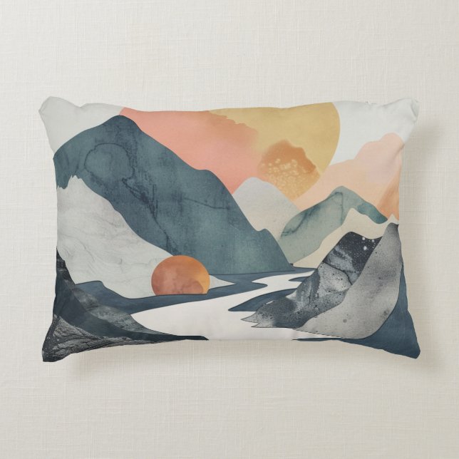 Almofada Decorativa Paisagem Boho Abstrato (2) (Frente)