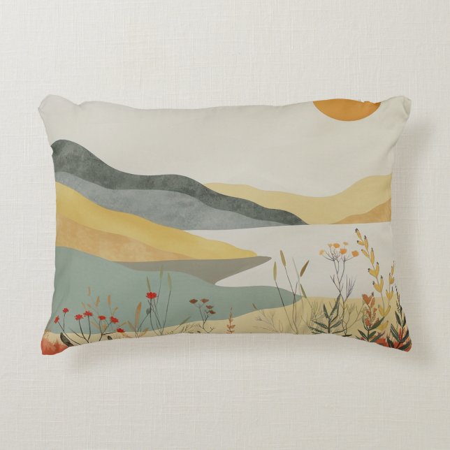 Almofada Decorativa Paisagem Boho Abstrato (25) (Frente)
