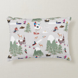 Almofada Decorativa Paisagem de Esqui Montanha de inverno
