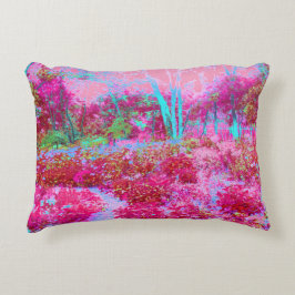 Almofada Decorativa Paisagem Impressionista de Jardim Vermelho e Rosa