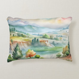 Almofada Decorativa Paisagem Montanhosa Aquarela