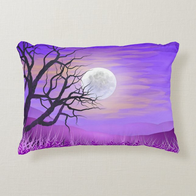Almofada Decorativa Paisagem natural com fundo roxo (Frente)
