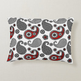 Almofada Decorativa Paisley pattern, Black, White e Red