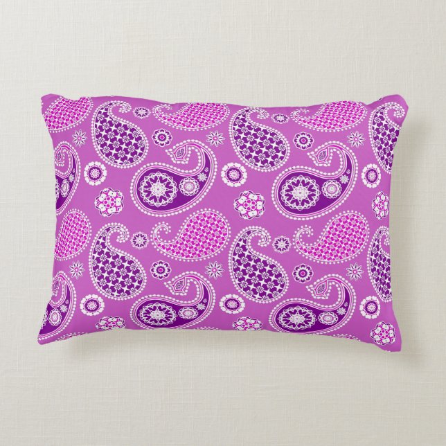 Almofada Decorativa Paisley Pattern, Lilac e Ametist Purple (Verso)
