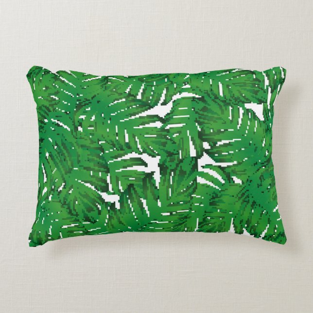 Almofada Decorativa Palm Monstera Sem Olhos. Trópico Verde Branco (Frente)
