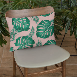 Almofada Decorativa Palma Rosa Tropical e Verde deixa um padrão perfei