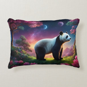 Almofada Decorativa Panda em um Jardim Fantástico