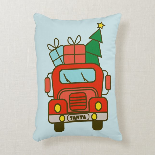 Almofada Decorativa Papais noeis de frente de caminhão Feliz Natal (Frente(Vertical))