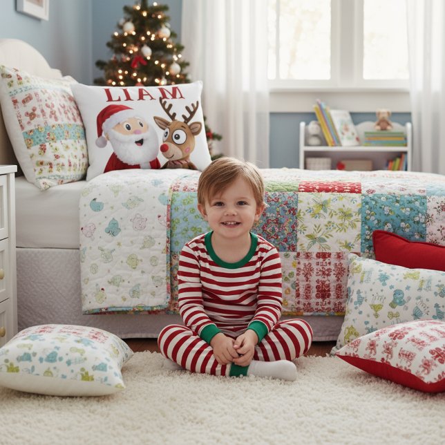 Almofada Decorativa Papais noeis personalizados e natal de Reindeer (Criador carregado)