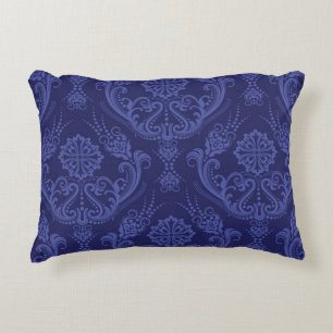 Almofada Decorativa Papel de parede floral azul luxuoso do damasco