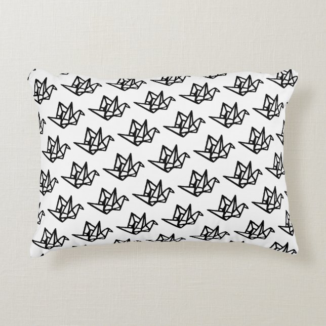 Almofada Decorativa Papel original preto e branco Crane Linocut (Frente)